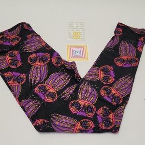 Lularoe Black Purple Owl Leggings OS